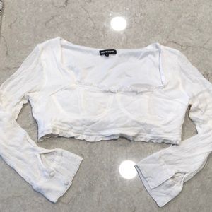 Long sleeve white croptop